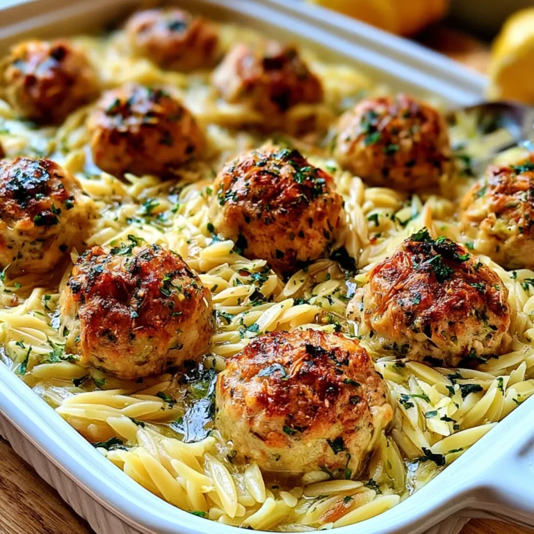 Albóndigas griegas de pollo con orzo al limón