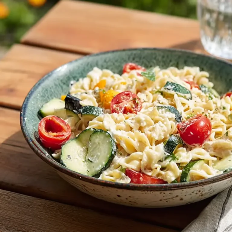 Ensalada de pasta mediterránea cremosa