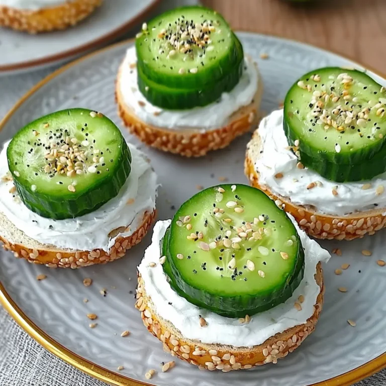 Bocados de bagel con pepino