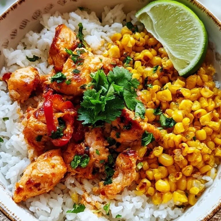 Bol de arroz con pollo y maíz callejero