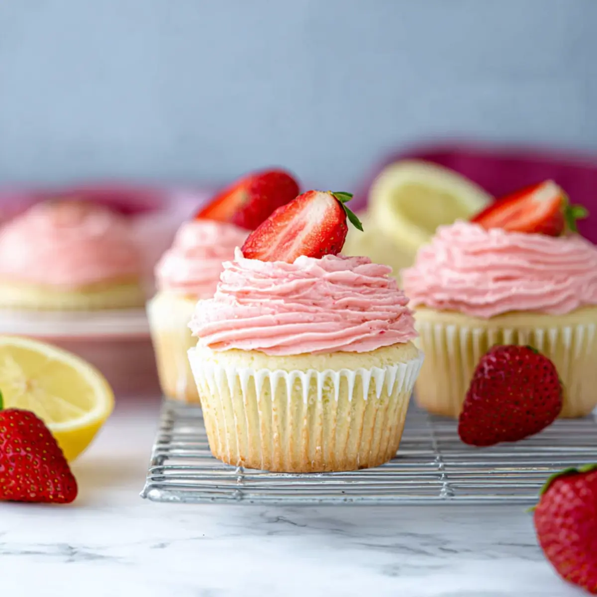 Cupcakes de limonada de fresa