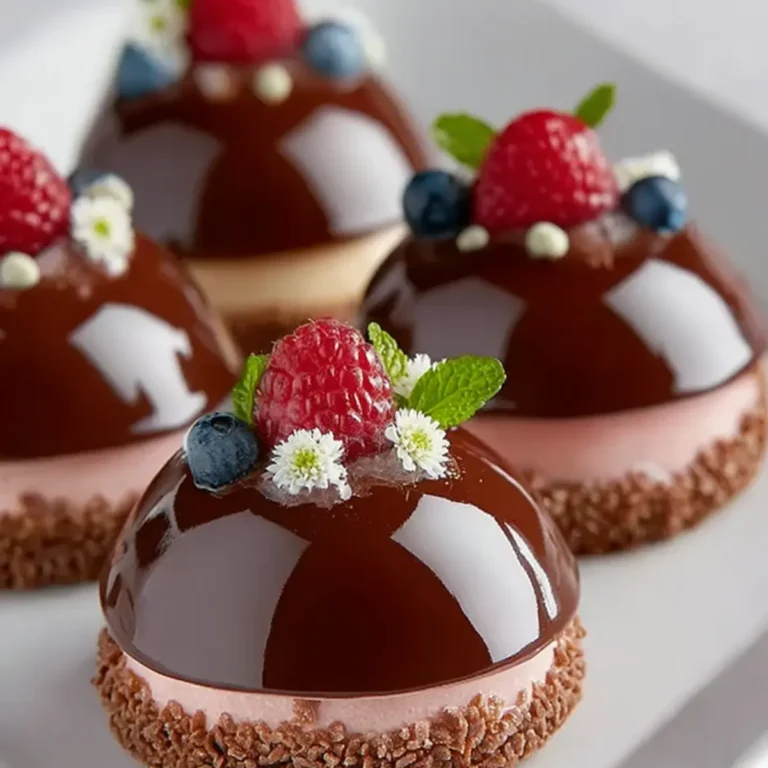 Pastelitos de mousse con glaseado espejo