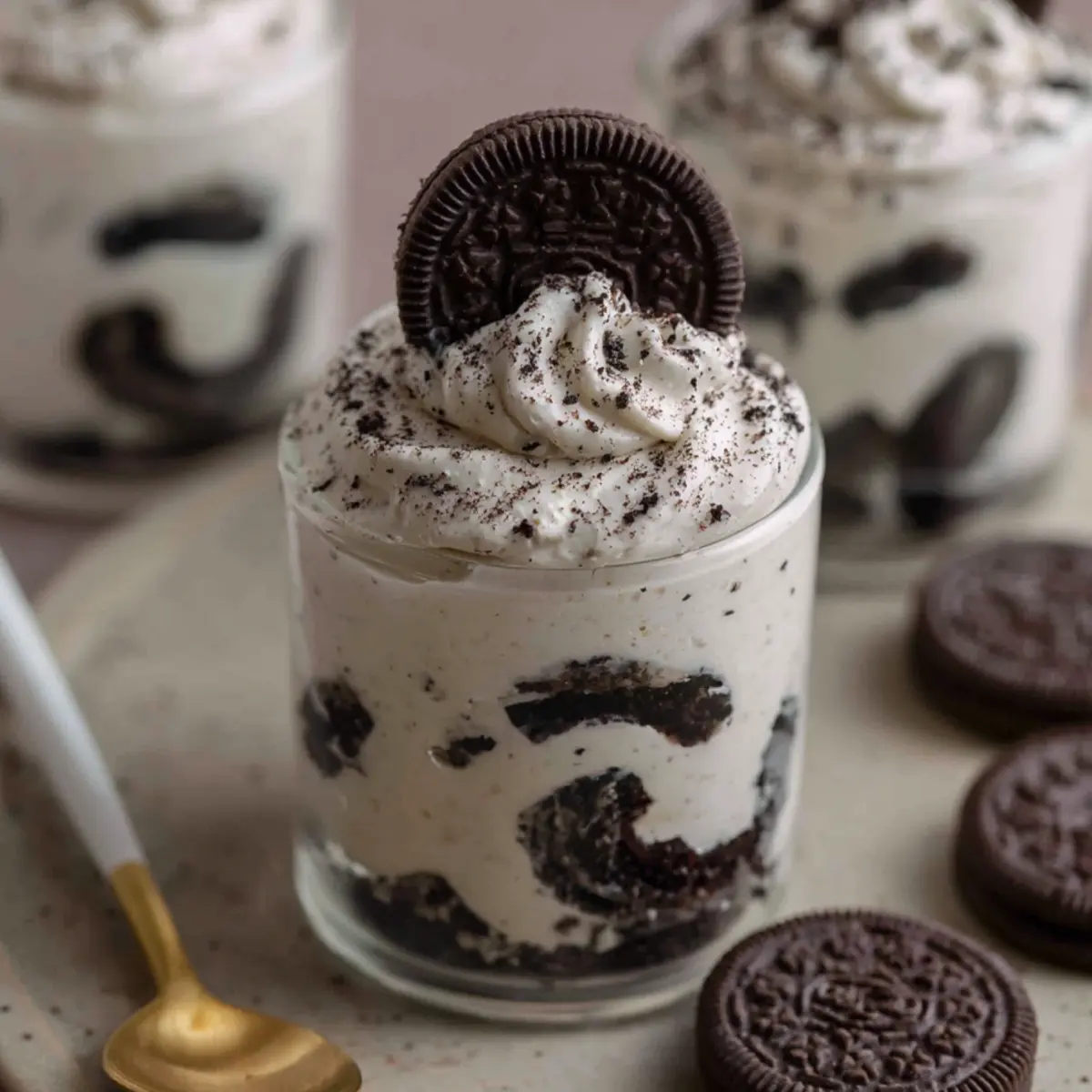Vasitos de cheesecake de Oreo sin horno