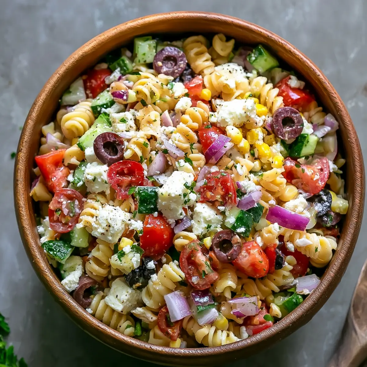 Ensalada griega de pasta picada