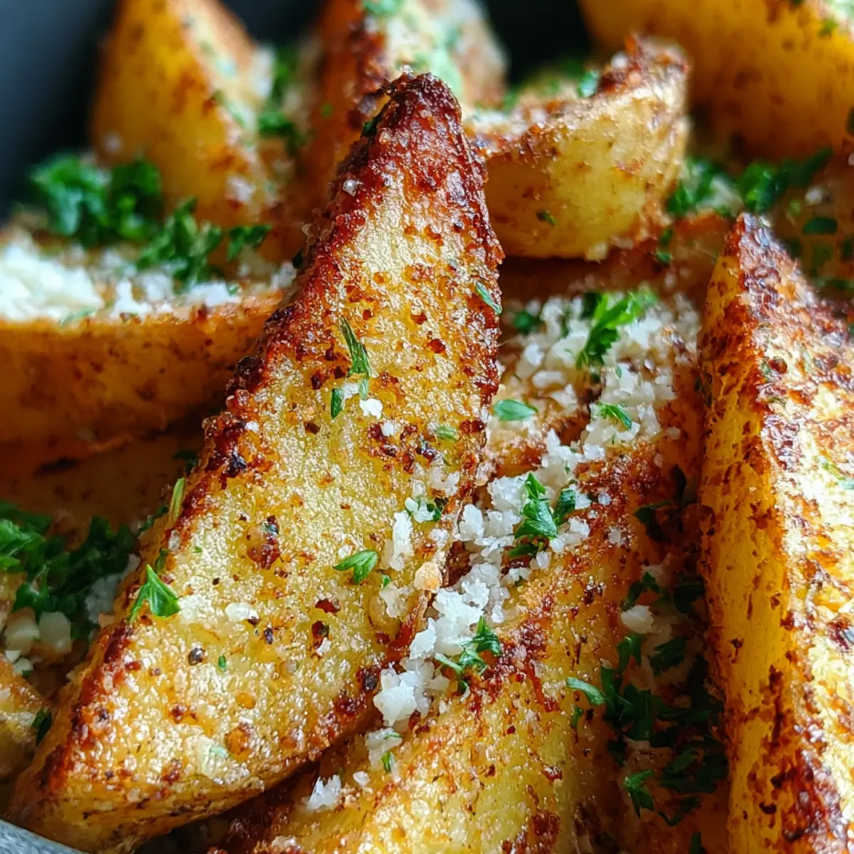 Gajos de patata al horno con ajo y parmesano
