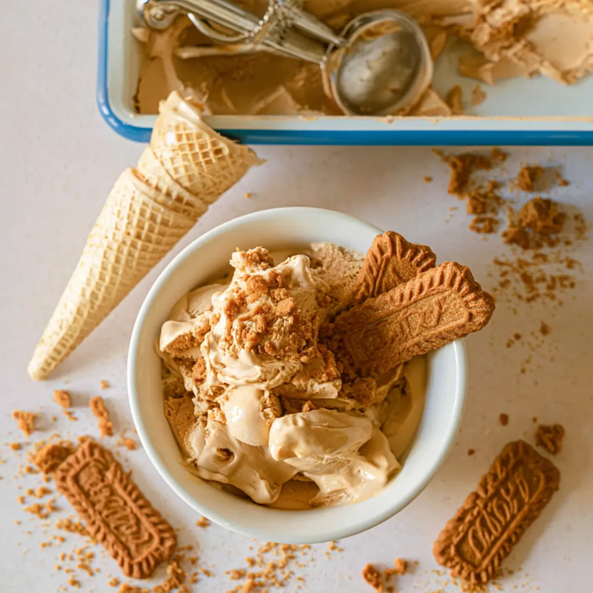 Helado de Biscoff sin máquina