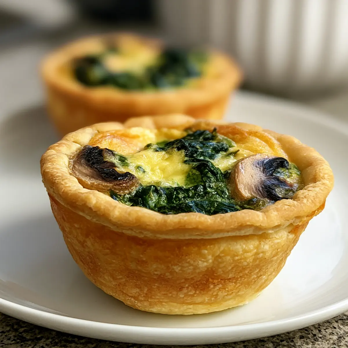 Mini quiche de champiñones y espinacas
