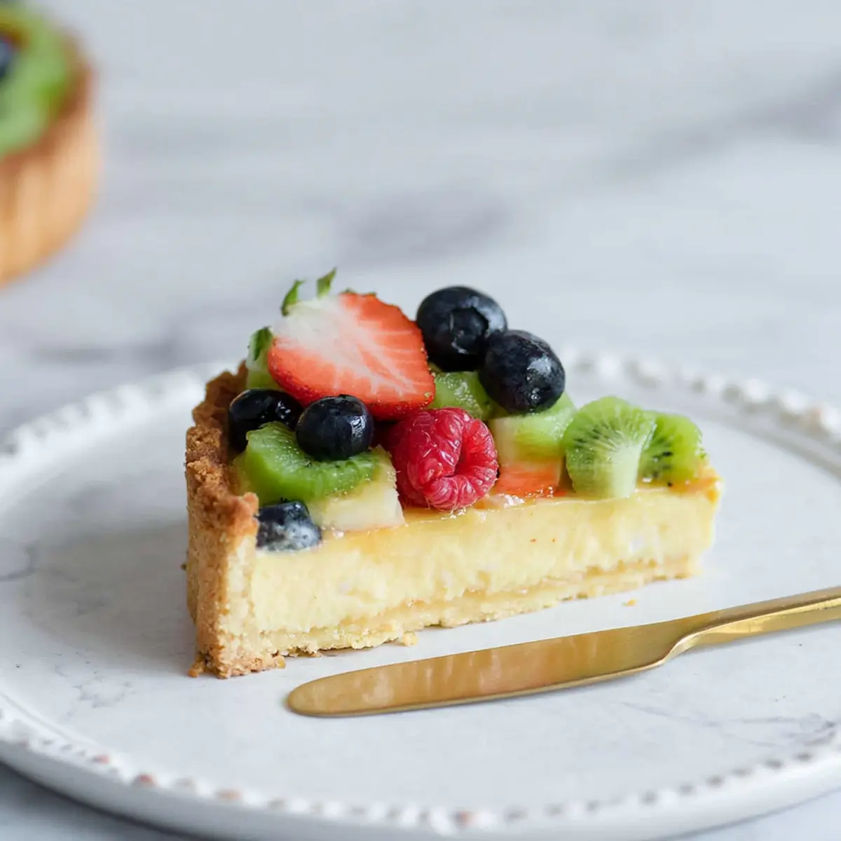 Tarta de frutas francesa con crema pastelera