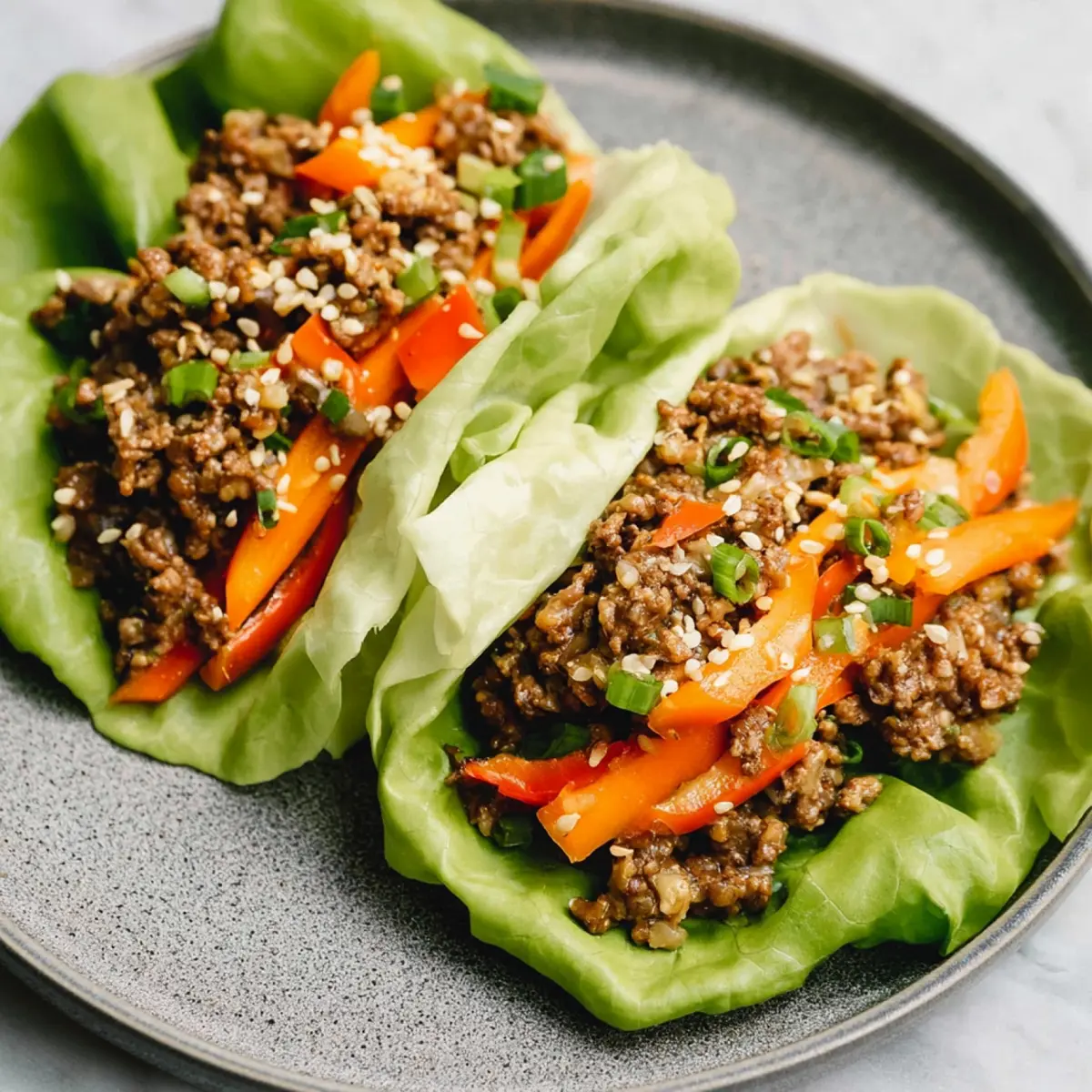 Wraps de lechuga con carne picada al estilo asiático