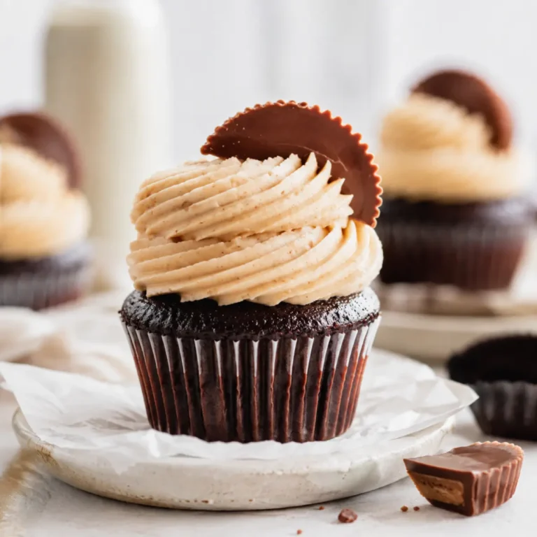 Cupcakes de chocolate rellenos de mantequilla de cacahuete