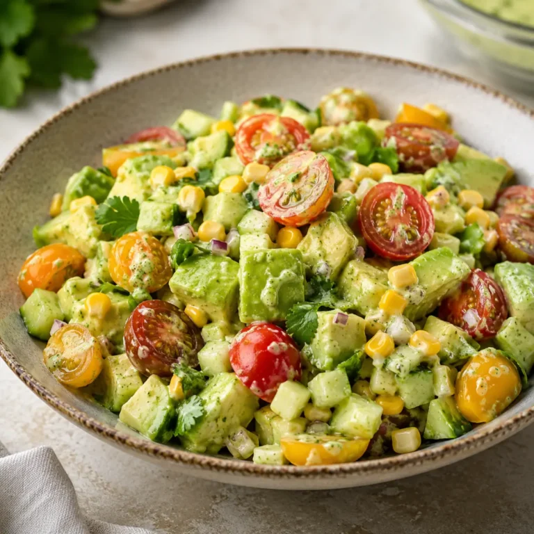 Ensalada de aguacate con aderezo de lima y cilantro