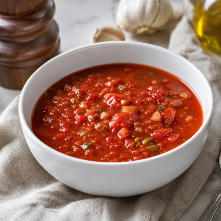 Gazpacho troceado con pimientos rojos asados