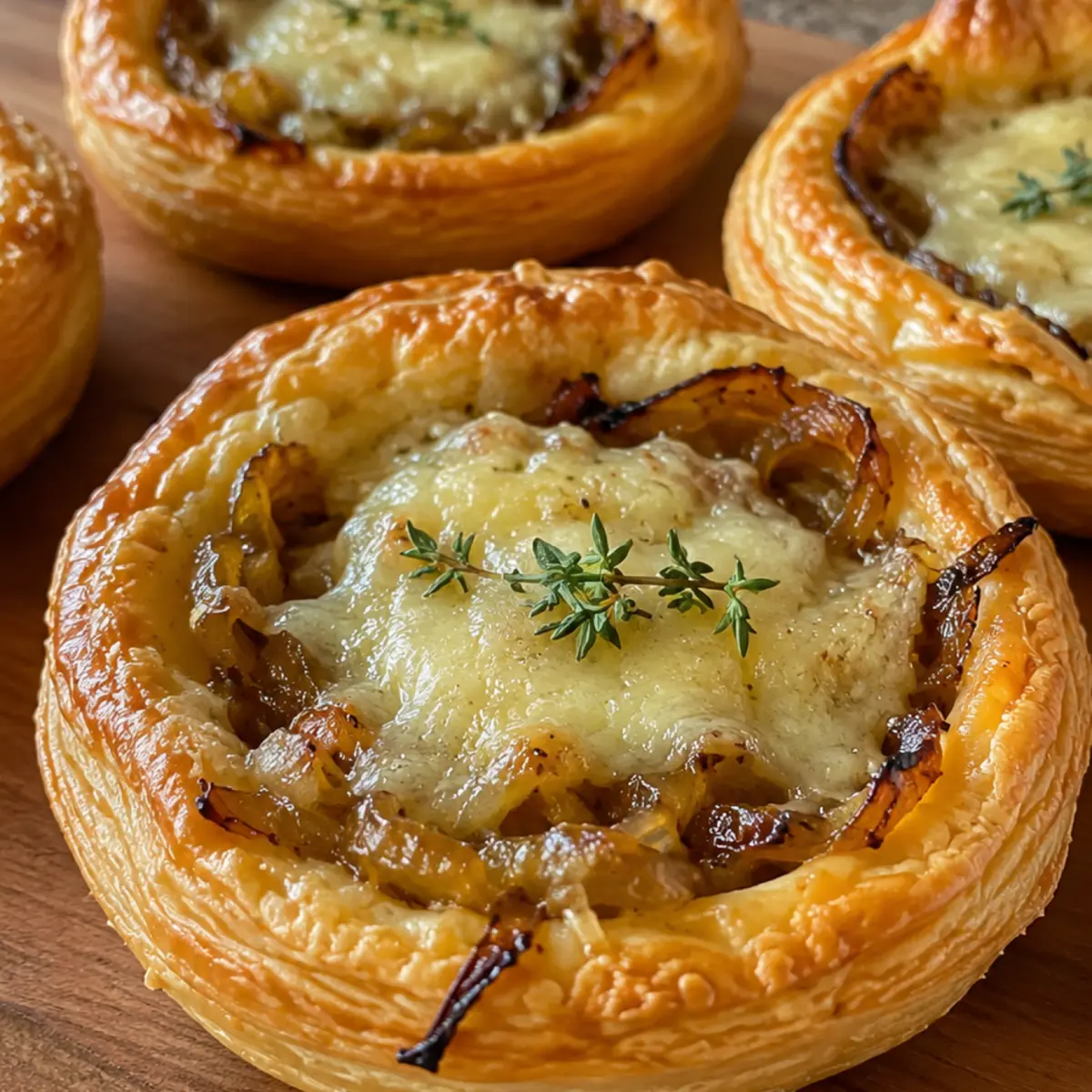 Mini Tartas de Cebolla Caramelizada y Queso暈燎