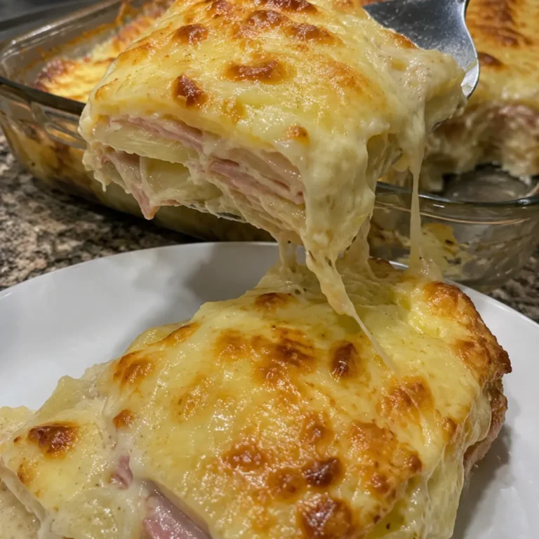 Papas gratinadas con jamón y queso