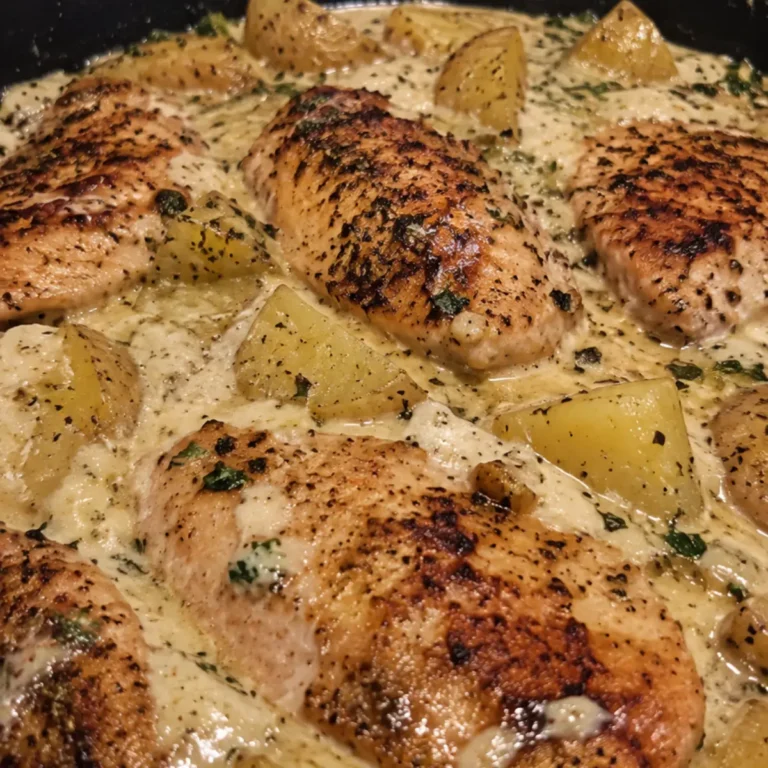 Pollo con Patatas en Salsa de Queso