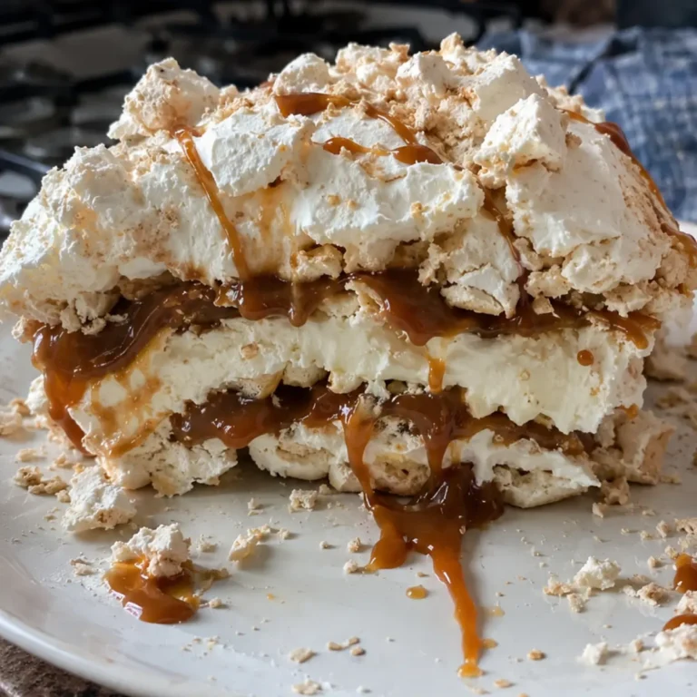Postre de Merengue, Crema y Dulce de Leche