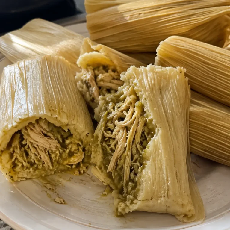 Tamales de pollo en salsa verde