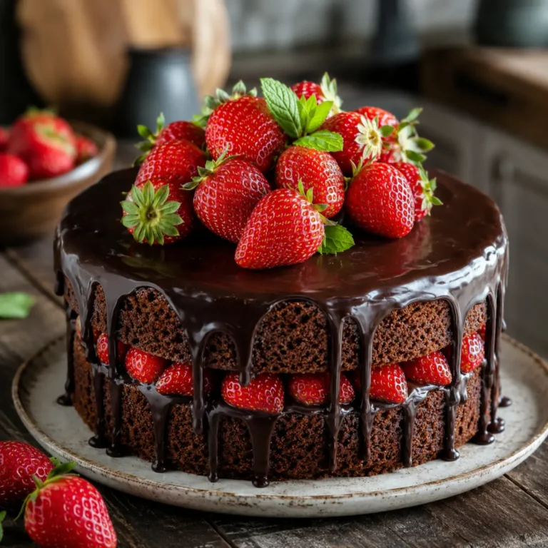 Tarta de chocolate y fresa