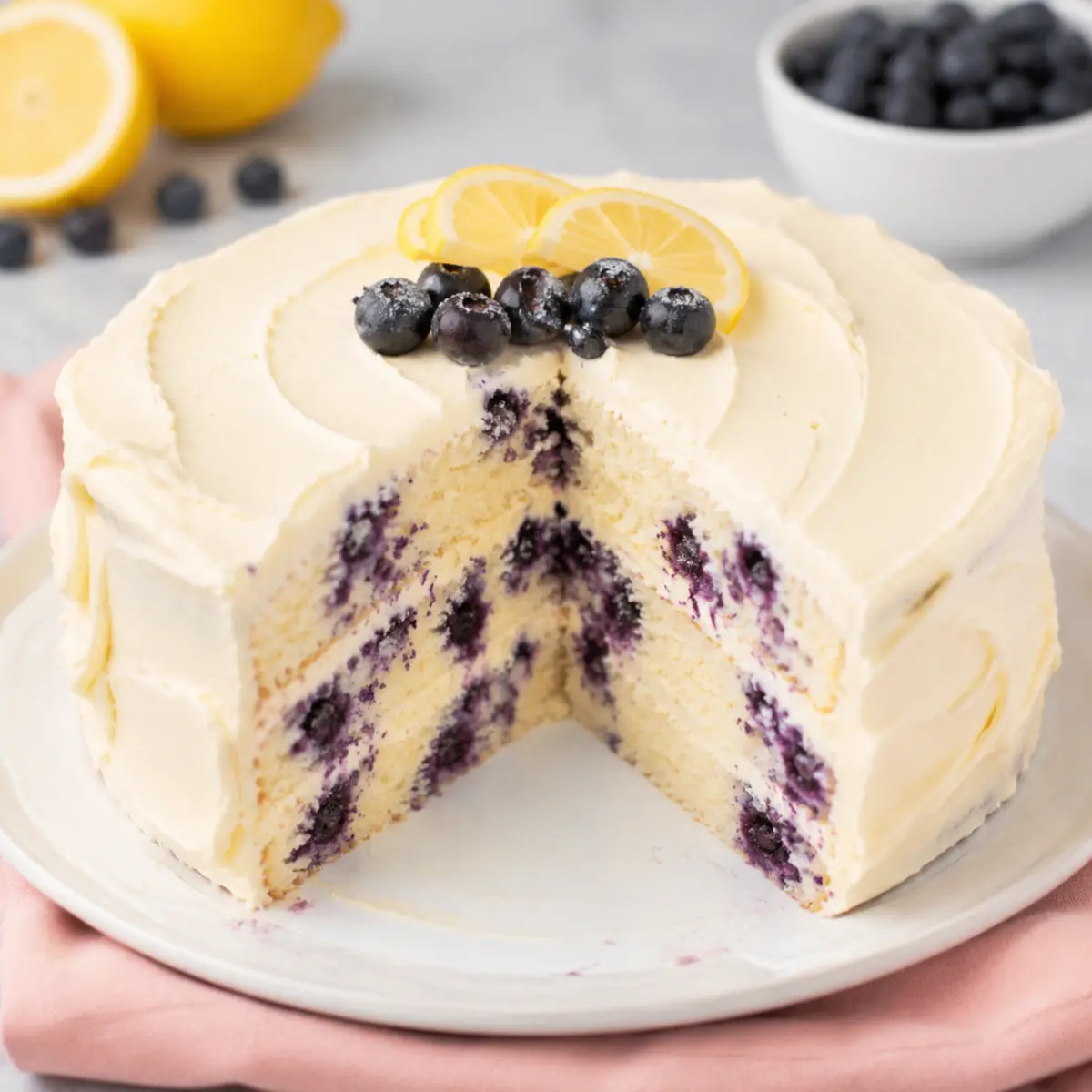 Tarta de limón y arándanos