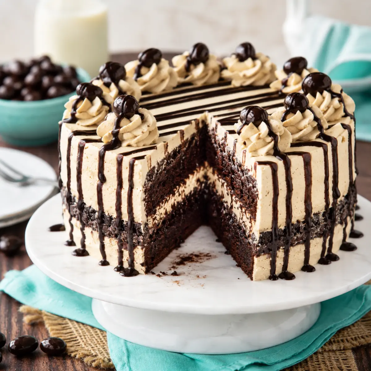 Tarta helada de brownie y moca