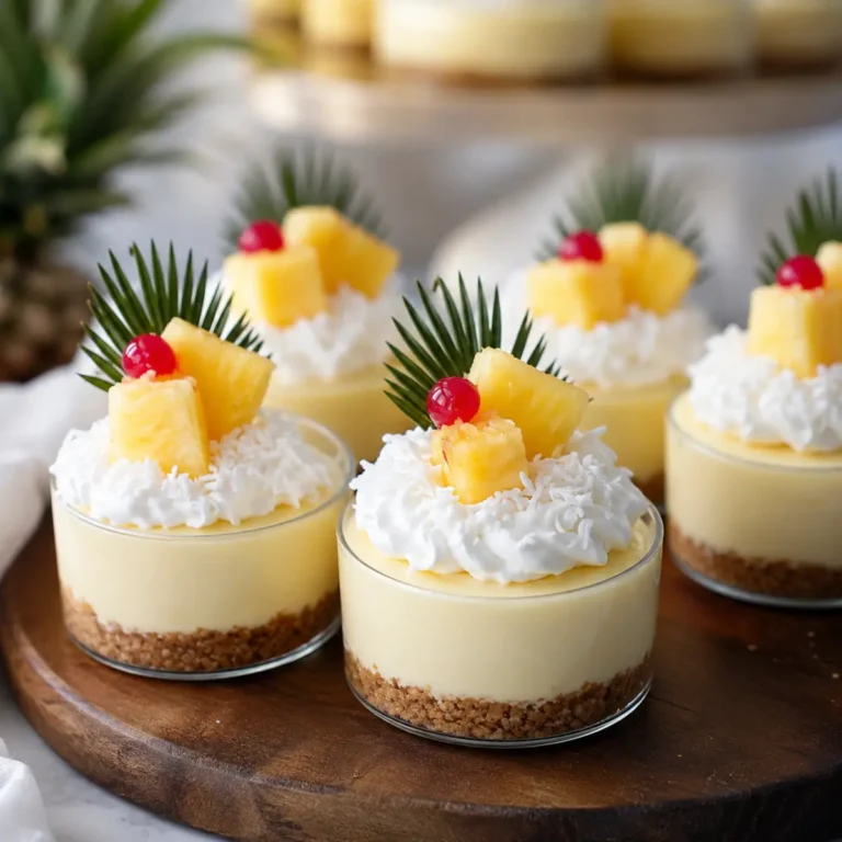 Vasitos de tarta de queso hawaiana de piña sin horno