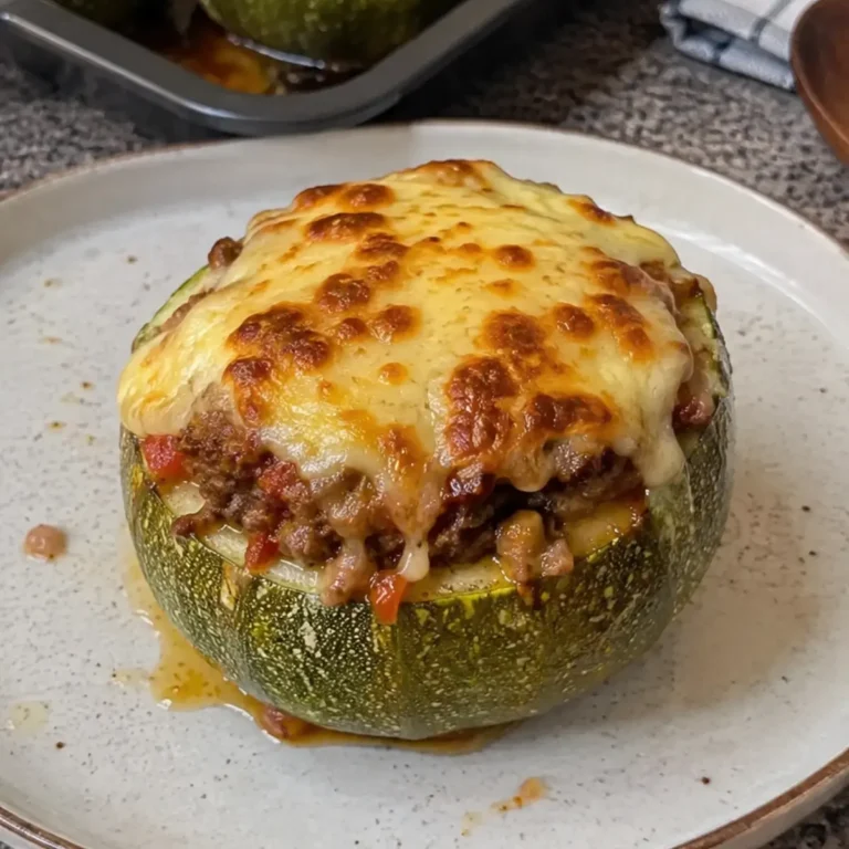 Zapallitos verdes rellenos con queso gratinado